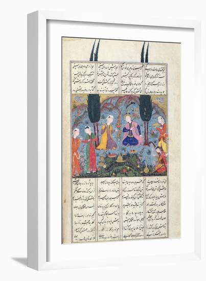 Court Scene in a Garden, Illustration from the Shahnama-null-Framed Giclee Print