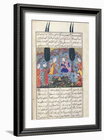 Court Scene in a Garden, Illustration from the Shahnama-null-Framed Giclee Print