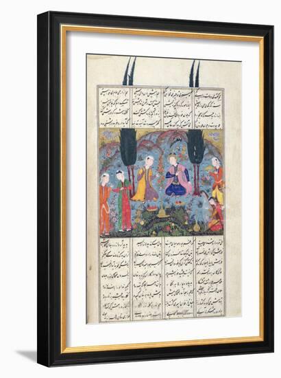 Court Scene in a Garden, Illustration from the Shahnama-null-Framed Giclee Print