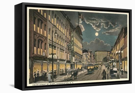 Court Street by Night, Binghamton, New York-null-Framed Stretched Canvas