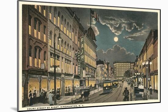 Court Street by Night, Binghamton, New York-null-Mounted Art Print