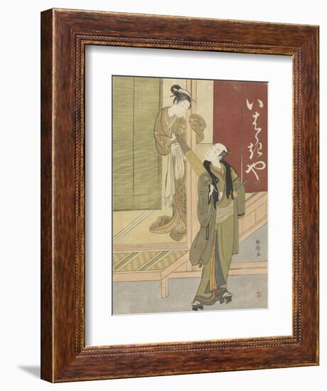 Courtesan and man with umbrella, 1765-70-Suzuki Harunobu-Framed Giclee Print