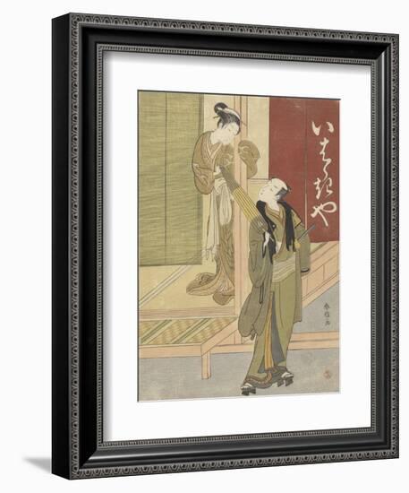 Courtesan and man with umbrella, 1765-70-Suzuki Harunobu-Framed Giclee Print
