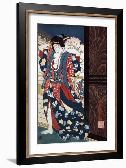Courtesan Fixing Her Hair, Japanese Wood-Cut Print-Lantern Press-Framed Art Print