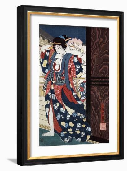 Courtesan Fixing Her Hair, Japanese Wood-Cut Print-Lantern Press-Framed Art Print