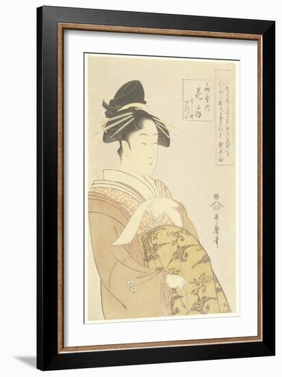 Courtesan Hanaogi of the Ogiya House, 1793-1794-Kitagawa Utamaro-Framed Giclee Print