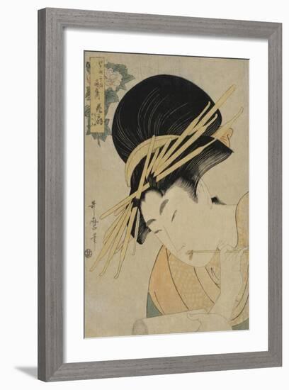 Courtesan Hanaogi of the Ogiya House, 1801-Kitagawa Utamaro-Framed Giclee Print