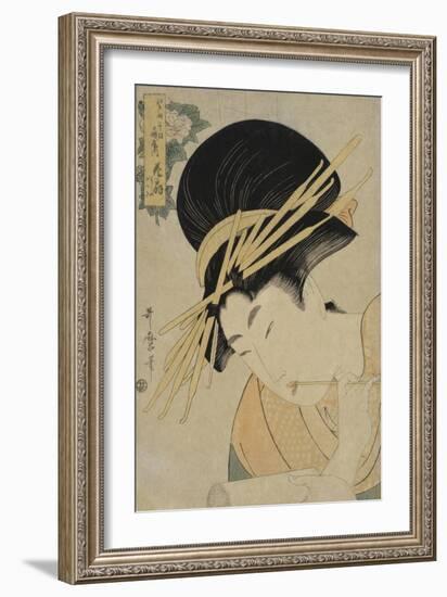 Courtesan Hanaogi of the Ogiya House, 1801-Kitagawa Utamaro-Framed Giclee Print