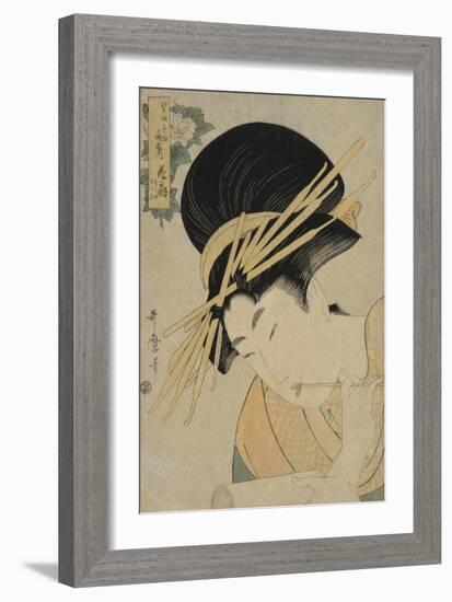 Courtesan Hanaogi of the Ogiya House, 1801-Kitagawa Utamaro-Framed Giclee Print