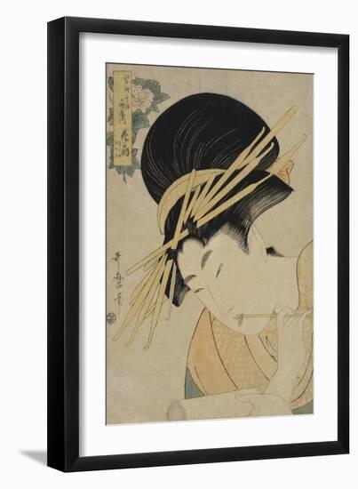 Courtesan Hanaogi of the Ogiya House, 1801-Kitagawa Utamaro-Framed Giclee Print