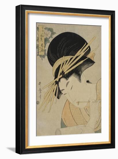 Courtesan Hanaogi of the Ogiya House, 1801-Kitagawa Utamaro-Framed Giclee Print