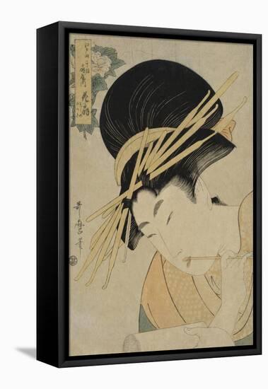 Courtesan Hanaogi of the Ogiya House, 1801-Kitagawa Utamaro-Framed Premier Image Canvas