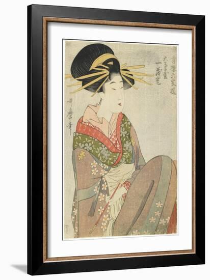 Courtesan Hitomoto of the Daimonjiya House, 1801-1802-Kitagawa Utamaro-Framed Giclee Print