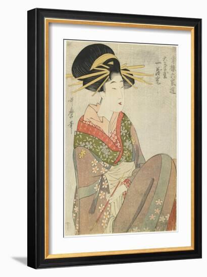 Courtesan Hitomoto of the Daimonjiya House, 1801-1802-Kitagawa Utamaro-Framed Giclee Print