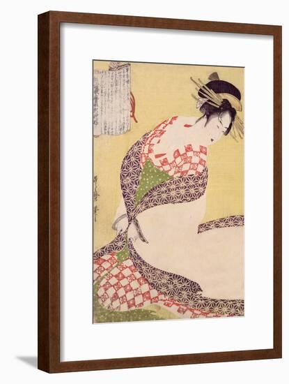 Courtesan Kneeling-Kitagawa Utamaro-Framed Giclee Print