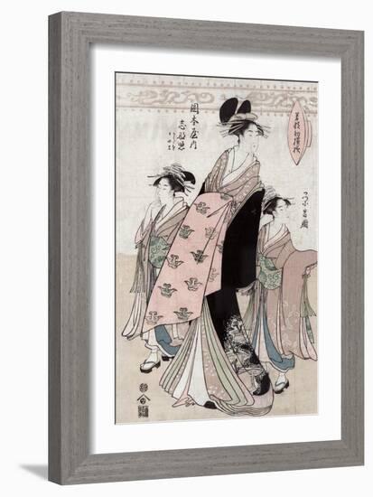 Courtesan Shinateru of the Okamoto-ya, Japanese Wood-Cut Print-Lantern Press-Framed Art Print