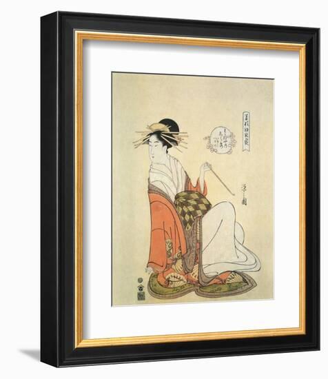 Courtesan Shiratsuyu of The House of Wakana-Ya-Hosoda Eishi-Framed Premium Giclee Print