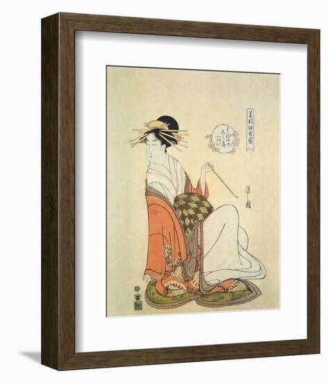 Courtesan Shiratsuyu of The House of Wakana-Ya-Hosoda Eishi-Framed Premium Giclee Print