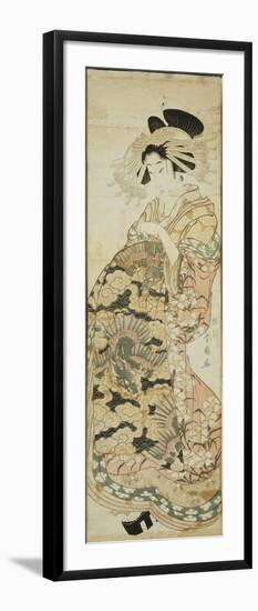 Courtesan Wearing Dragon Pattern Kimono-Katsukawa Shunsen-Framed Giclee Print