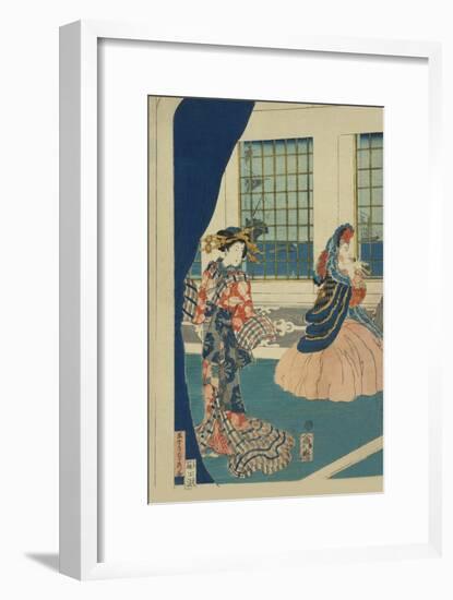 Courtesans in a Western-Style Building of Yokohama (Yokohama No Yokan No Yujo)-Sadahide Utagawa-Framed Art Print