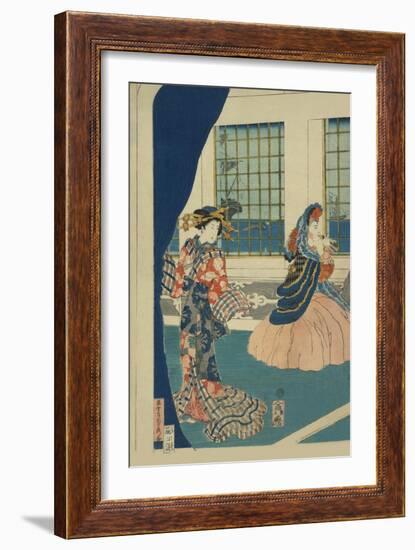 Courtesans in a Western-Style Building of Yokohama (Yokohama No Yokan No Yujo)-Sadahide Utagawa-Framed Art Print