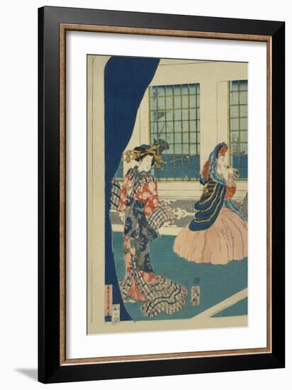 Courtesans in a Western-Style Building of Yokohama (Yokohama No Yokan No Yujo)-Sadahide Utagawa-Framed Art Print