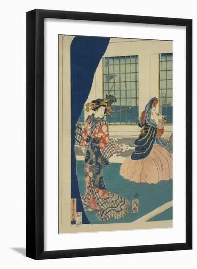 Courtesans in a Western-Style Building of Yokohama (Yokohama No Yokan No Yujo)-Sadahide Utagawa-Framed Art Print