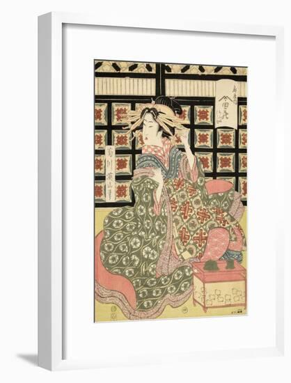 Courtesans of the Ogiya Brothel (1810-15)-Kikukawa Eizan-Framed Art Print