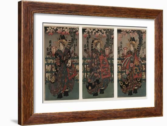 Courtesans Shigeoka, Sugatano and Hanamurasaki-null-Framed Giclee Print