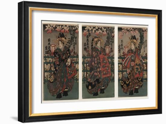 Courtesans Shigeoka, Sugatano and Hanamurasaki-null-Framed Giclee Print