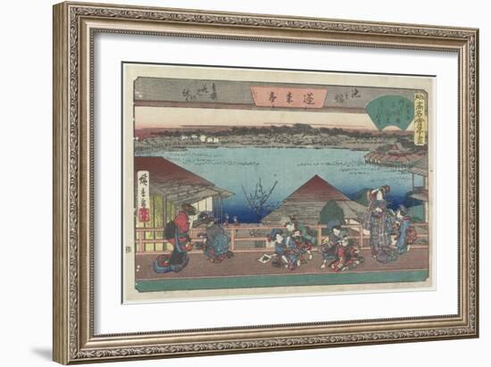 Courtesans Viewing Cherry Blossoms at Horaitei in Ikenohata, C. 1835-1842-Utagawa Hiroshige-Framed Giclee Print