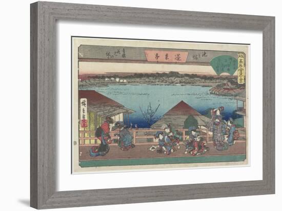 Courtesans Viewing Cherry Blossoms at Horaitei in Ikenohata, C. 1835-1842-Utagawa Hiroshige-Framed Giclee Print