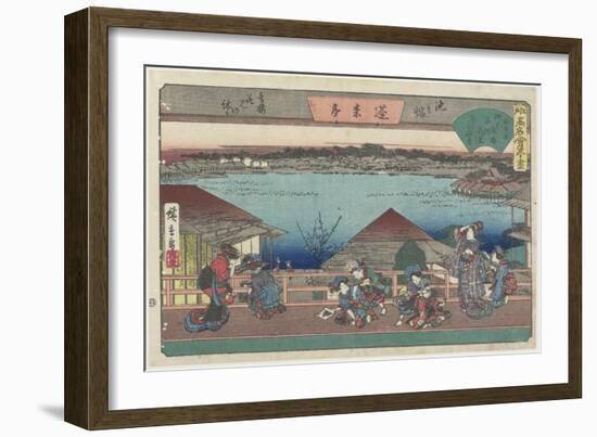 Courtesans Viewing Cherry Blossoms at Horaitei in Ikenohata, C. 1835-1842-Utagawa Hiroshige-Framed Giclee Print