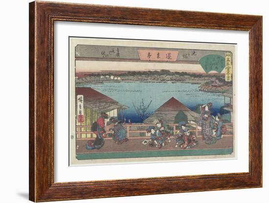 Courtesans Viewing Cherry Blossoms at Horaitei in Ikenohata, C. 1835-1842-Utagawa Hiroshige-Framed Giclee Print