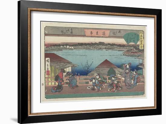 Courtesans Viewing Cherry Blossoms at Horaitei in Ikenohata, C. 1835-1842-Utagawa Hiroshige-Framed Giclee Print