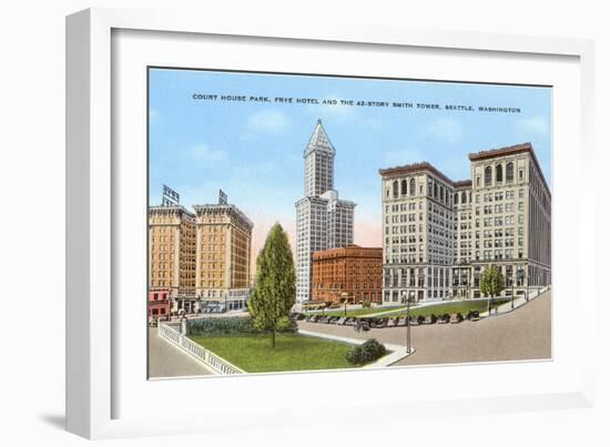 Courthouse and Downtown, Seattle, Washington-null-Framed Art Print