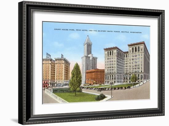 Courthouse and Downtown, Seattle, Washington-null-Framed Art Print