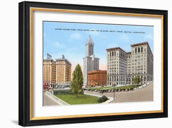 Courthouse and Downtown, Seattle, Washington-null-Framed Art Print