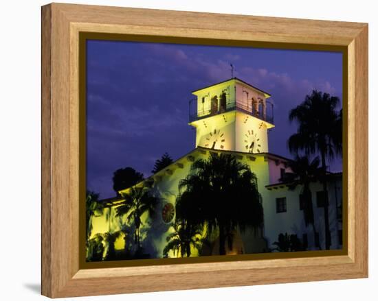 Courthouse at Dusk, Santa Barbara, California, USA-Savanah Stewart-Framed Premier Image Canvas