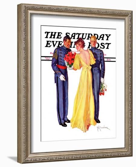 "Courting Cadets," Saturday Evening Post Cover, May 16, 1936-R.J. Cavaliere-Framed Giclee Print