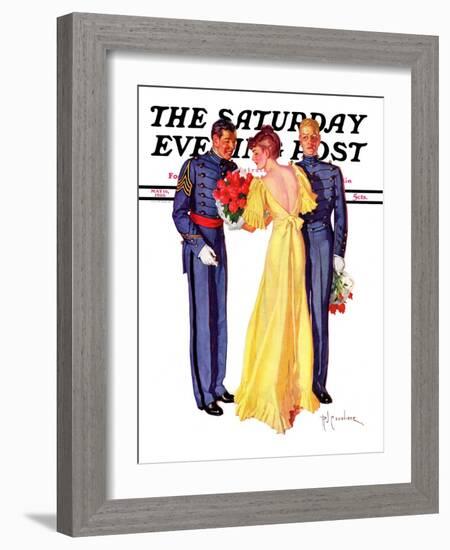 "Courting Cadets," Saturday Evening Post Cover, May 16, 1936-R.J. Cavaliere-Framed Giclee Print