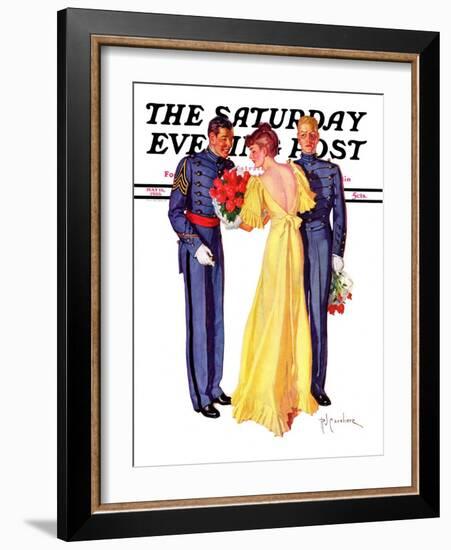 "Courting Cadets," Saturday Evening Post Cover, May 16, 1936-R.J. Cavaliere-Framed Giclee Print