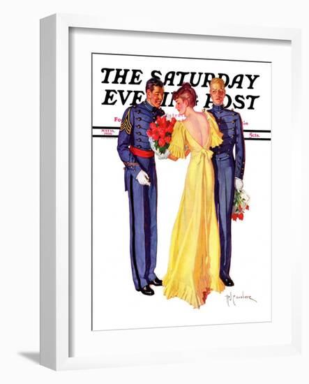 "Courting Cadets," Saturday Evening Post Cover, May 16, 1936-R.J. Cavaliere-Framed Giclee Print