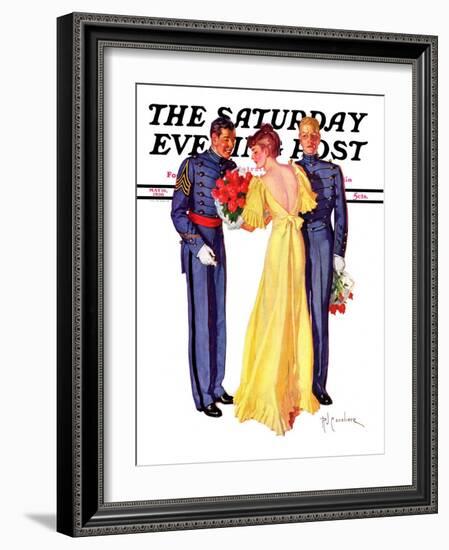 "Courting Cadets," Saturday Evening Post Cover, May 16, 1936-R.J. Cavaliere-Framed Giclee Print