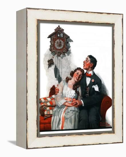 "Courting under the Clock at Midnight", March 22,1919-Norman Rockwell-Framed Premier Image Canvas