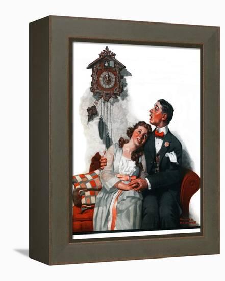 "Courting under the Clock at Midnight", March 22,1919-Norman Rockwell-Framed Premier Image Canvas