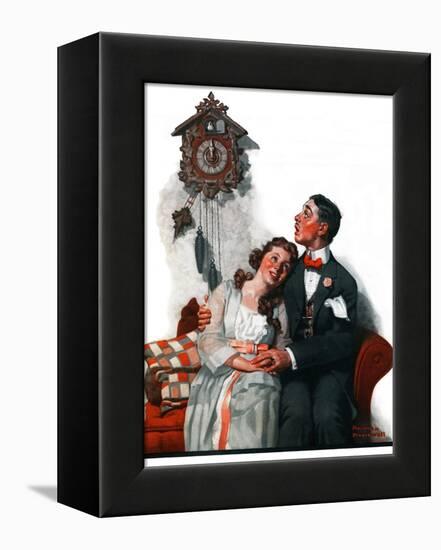 "Courting under the Clock at Midnight", March 22,1919-Norman Rockwell-Framed Premier Image Canvas