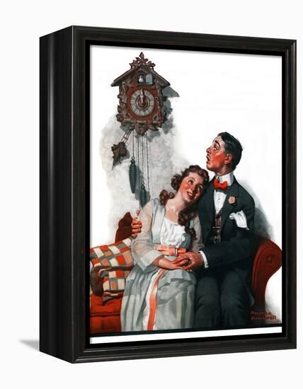 "Courting under the Clock at Midnight", March 22,1919-Norman Rockwell-Framed Premier Image Canvas