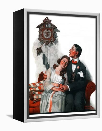 "Courting under the Clock at Midnight", March 22,1919-Norman Rockwell-Framed Premier Image Canvas