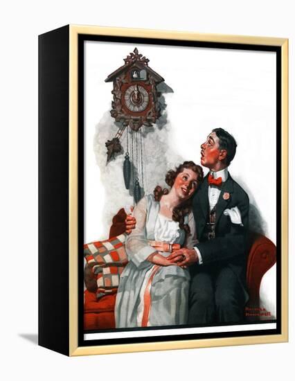 "Courting under the Clock at Midnight", March 22,1919-Norman Rockwell-Framed Premier Image Canvas